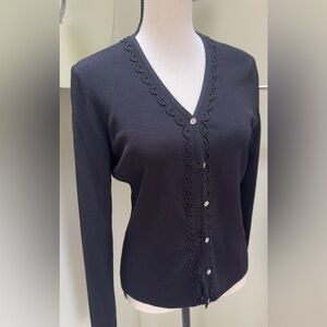 Elegant Black and subtle beading Women's Cardigan, size S